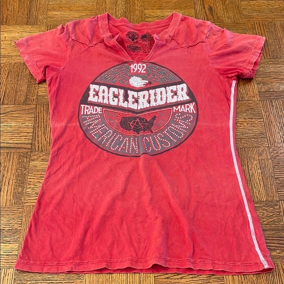 Affliction Tops - Affliction, rhinestone, Red Graphic Tee size medium